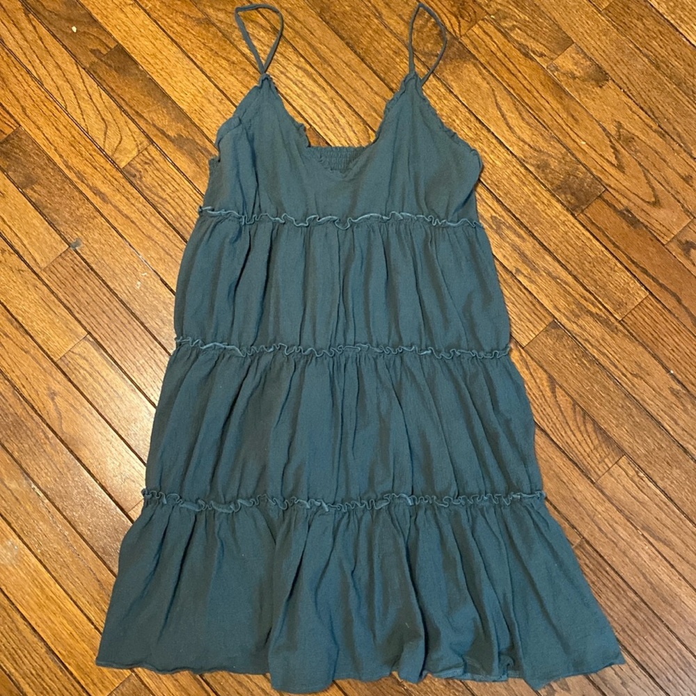 Green Flowy Ruffle Dress
